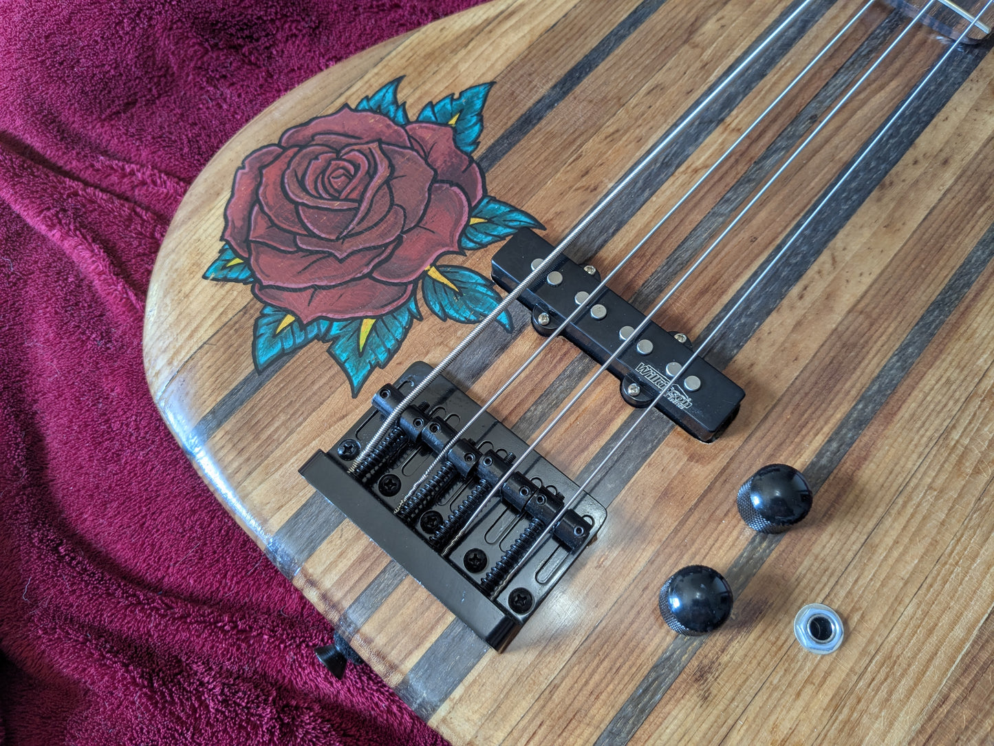 Custom Made "Rebel Rose" Bass Guitar